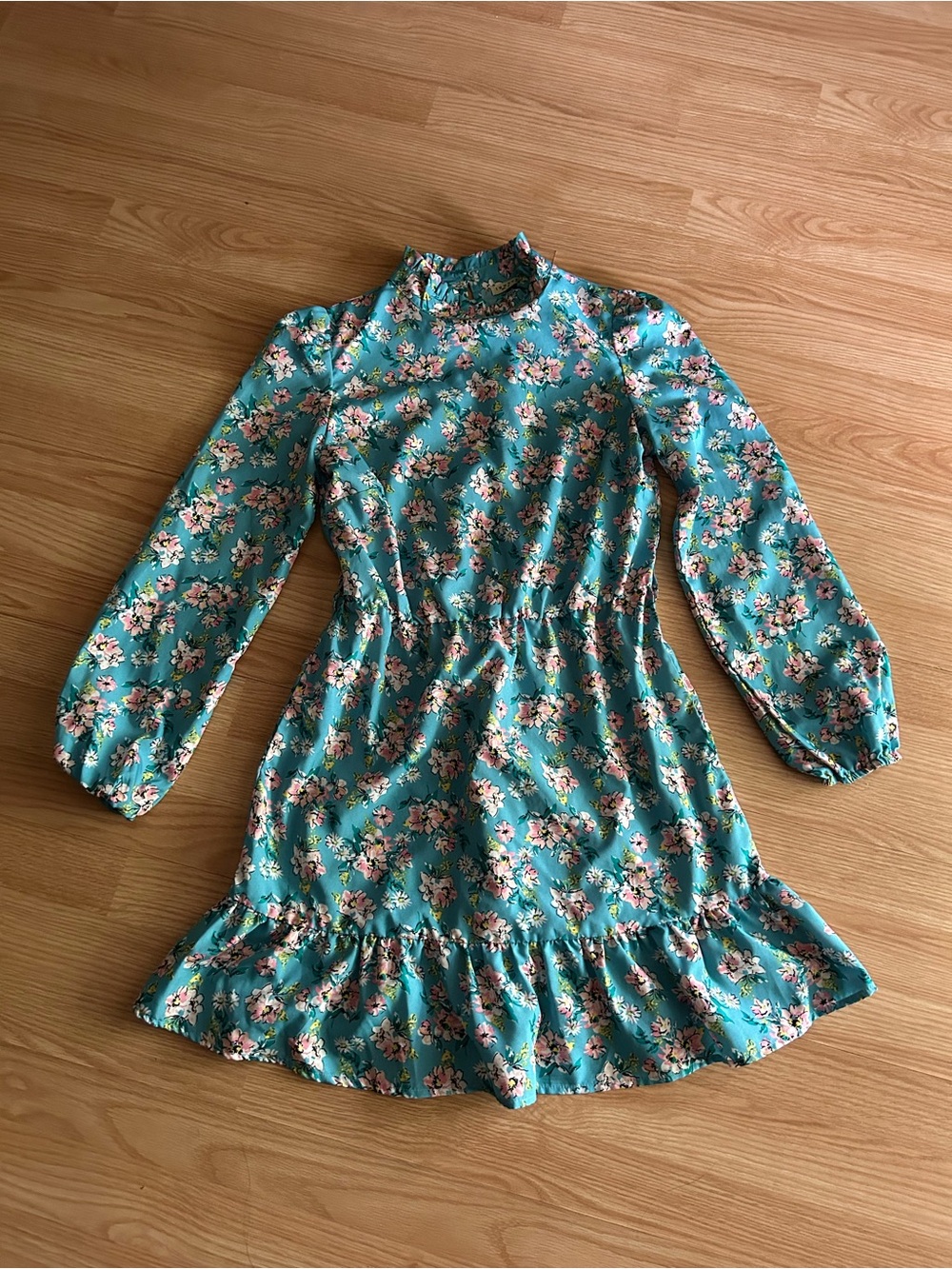 Innocence High Neck Blue Floral Mini Dress Size EU 6 US 2